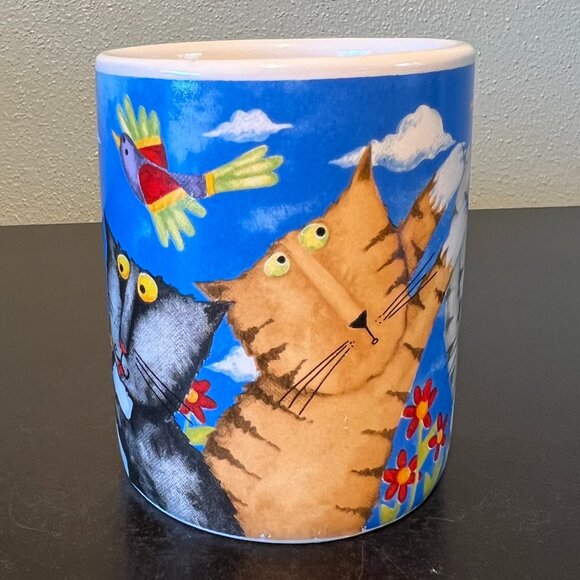 GIBSON Whimsical Artwork by Debi Hron of Cats, Birds & Flowers Ceramic Mug - Picture 3 of 13